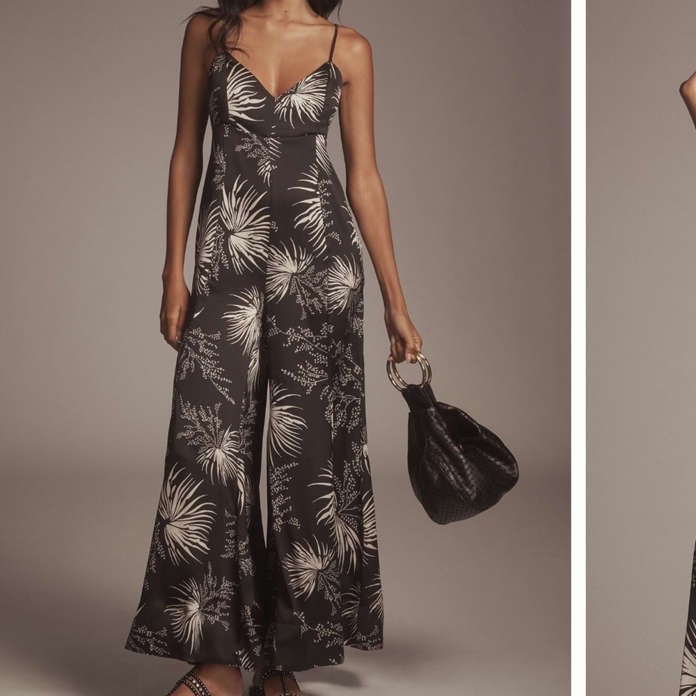 NWT - Anthropologie Bishop + Young Wide Leg Jumpsuit in Palm Print